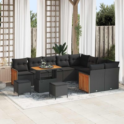 vidaXL - Tuinbank - Set - 12 - st - 12-Aantal - zitplaatsen - Zwart