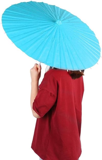 Handgemaakte Chinese Papieren Parasol, Set van 2, Ideaal voor Dans, Decoratie en Ambachten - Blauw