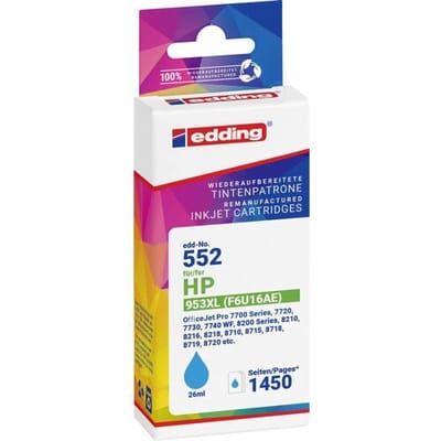 Edding Inktcartridge vervangt HP 953XL (F6U16AE) Compatibel Cyaan EDD-552 18-552