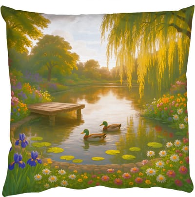 Sierkussens - Kussentjes Woonkamer - 50x50 cm - Eenden - Vijver - Bloemen