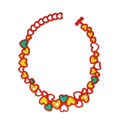 Batucada - Little Love - Collier van Plantaardige Oorsprong en Hypoallergeen - Meisjes Ketting met Hartjes – Antiallergisch Halsketting - oranje - geel - groen - lengte 30/35cm – ziet er uit als Rubber