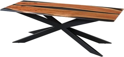 MASSIVMOEBEL24.DE EPOXY Unikat #3 eettafel blank gelakt acacia met epoxyhars