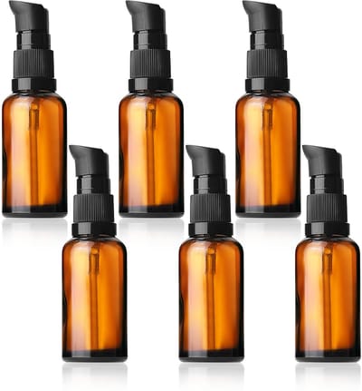 Allecto - Amber glazen flessen - Herbruikbaar - UV-bescherming - 30ml - Voor lotions en oliën - Duurzaam en milieuvriendelijk - Set van 6