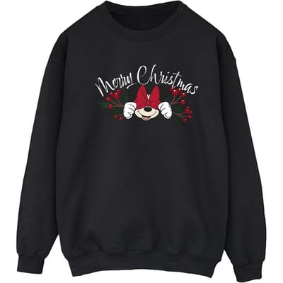 Disney Dames/Dames Minnie Mouse Kerstmis Holly Sweatshirt (Zwart)