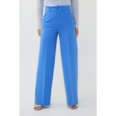 EsQualo Trousers Wide Elastic City Blue Maat: 36 | Pantalons Outlet | Dames | Blauw