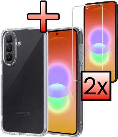 Hoesje - Met 2x Screenprotector - Geschikt voor Samsung Galaxy A27 - Sterk & Shockproof - Back Cover - Siliconen Case - Telefoon Hoes - Transparant