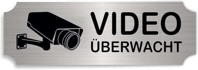Bewakingsbord - Waarschuwingsbord Camera - Perceel Beveiligen - Zelfklevend Aluminium Look - 15 x 5 cm - Zilver
