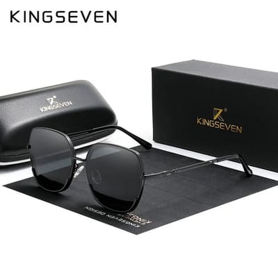 KINGSEVEN 7822 Dames Zonnebril - Rond model - Zwarte Lenzen & Luxe Verpakking