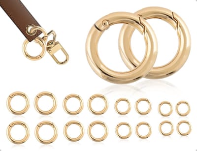 Dailygoods- Karabijnhaken Set van 16 - Sleutelhanger Ringen - Tassenaccessoires - Veersplitringen - Luxe Goudaccenten - Roestbestendig