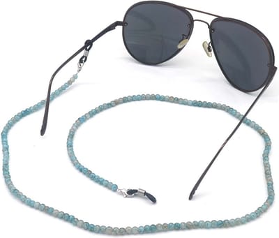 Zonnebrilkoord - kralen - blauw - marble effect - zomer - strand - beach - vrouwen - accessoire - zonnebril – hip