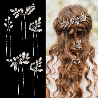 Dailygoods - 5 stuks bruiloft strass haarspelden, kristallen bruid haaraccessoires zilveren bloem parel haarsieraden Franse bruids haarclips voor vrouwen meisjes opgestoken verjaardagsfeestje bruidsmeisjes