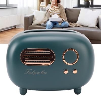 Dailygoods- Tissuebox Retro Radio Design - Decoratieve Tissuebox - Tissuedispenser - Praktische Opbergdoos - Geschikt voor Badkamer - Eenvoudig te Gebruiken