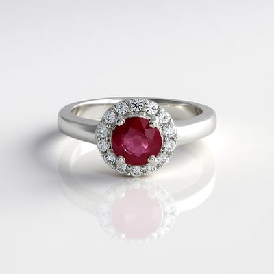 Cavill - Zilveren ring - 925 Sterling Zilver met Platina - 1,06 ct Bemainty Robijn uit Madagaskar & 14 Zirkonen - Elegante rode edelsteen ring