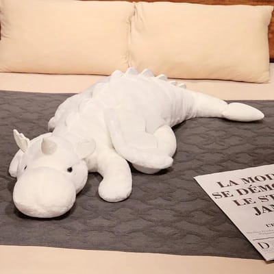 Cartoon Reusachtige Vliegende Draak Pluche Speelgoed Zacht Knuffeldier Pop Grote Slaapkussen Cadeau voor Kinderen Wit Roze Sneeuw Dinosaurus 70cm