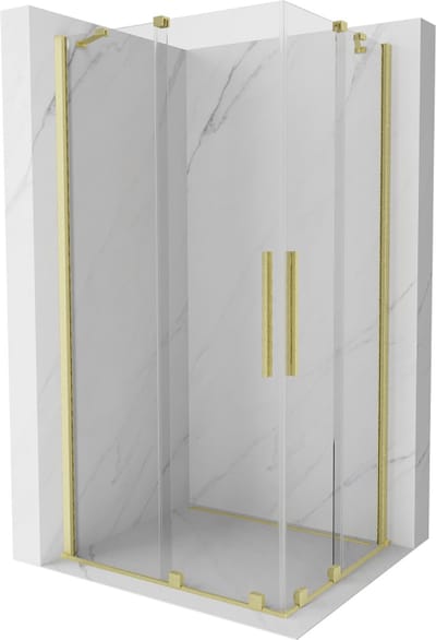 Mexen Velar Duo schuifdouchecabine 90 x 80 , transparant, geborsteld goud - 871-090-080-02-55