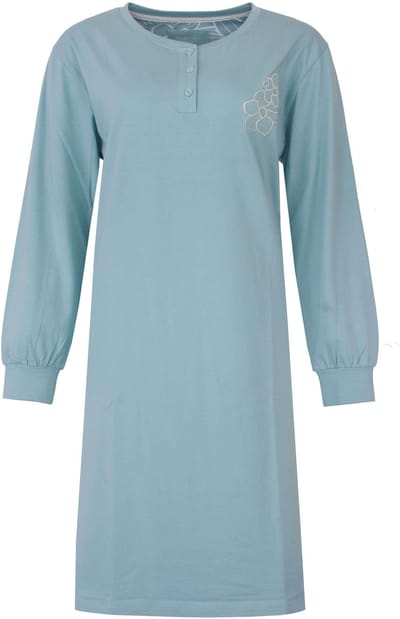 Tenderness Dames Nachthemd - Lange Mouwen - Licht Blauw - Maat S