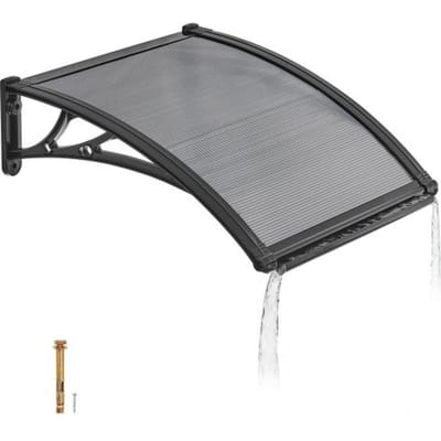 VEVOR Voordeurluifel, 61x60 cm, Aanbouwluifel, Dak met Afwatering & ABS-beugel, Bescherming tegen Regen, Sneeuw & Zon, Polycarbonaat Deurdak voor Veranda & Terras, Rookgrijs