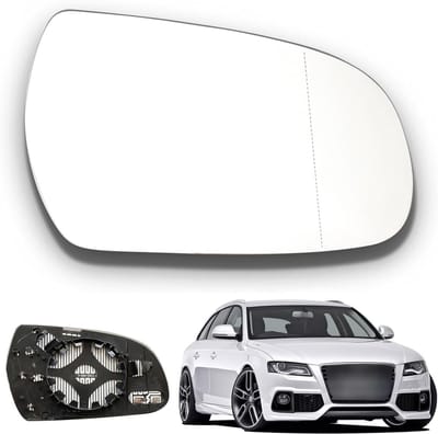 Verwarmd vervangingsspiegelglas voor buiten spiegel links, asferisch, geschikt voor Audi A3 A4 A5 met draagplaat