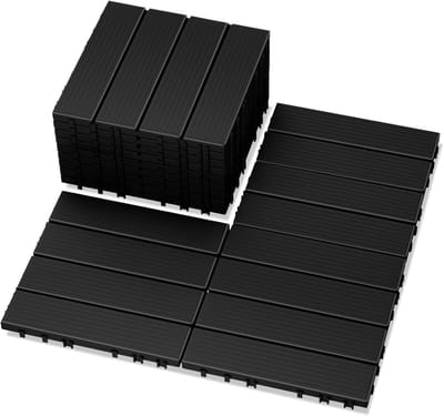 Terrastegels Composiet - Vloerplanken Tuin - Buiten Verfraaien - In elkaar grijpend Systeem - 30x30 cm 1m² - Donkergrijs