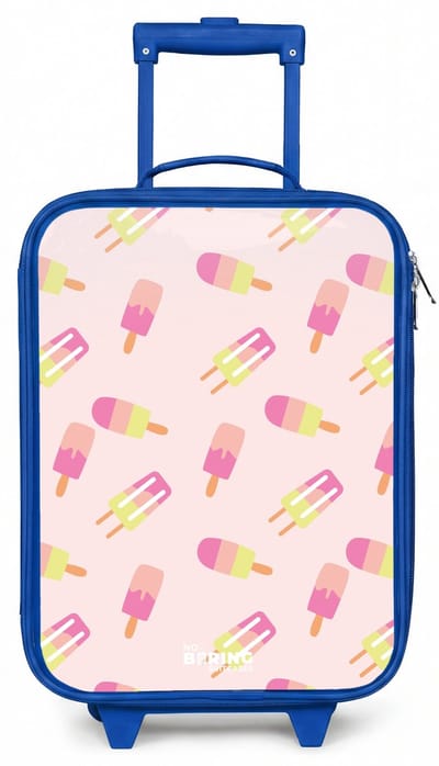 NoBoringSuitcases.com® - Kinderkoffer blauw - Kindertrolley jongen - Wervelende waterijsjes - Koffer kind lichtgewicht - Reiskoffer trolley voor kinderen - Koffertje met lichtgevende wieltjes - Rolkoffer