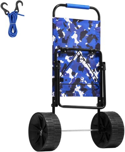 Strandwagen Met Grote Wielen Voor Zand. 15,4“ X 15,7” Laadruimte. Opvouwbare Kar Met 10” Pe Stevige Wielen, 69 Lbs Draagvermogen. Ideaal Voor Picknicks, Kamperen, Vissen, Strand En Tuinieren