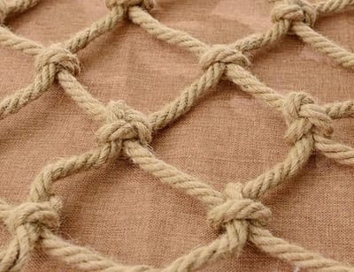 Kinderveiligheidsnet - Klimtouw net - Valpreventie - Handgeweven filet - 6 mm dik - Natuurlijk