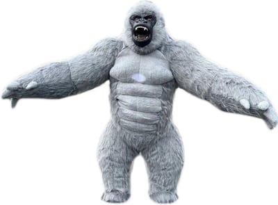 KIMU® Mega Opblaasbare Mascotte Gorilla Grijs - 2.6 Meter King Kong Kostuum Opblaasbaar Pak - Groot Apenpak Opblaaspak - Opblaas Grijze Aap Festival