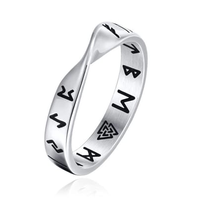 Mendes Nordic Heren Ring- Rune Script Silver-21.5mm