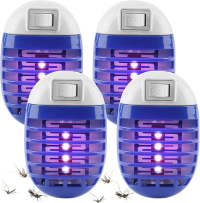 SnelShoppen - 4 stuks Muggenlamp, Elektrische Insectenverdelger, Giftloze Muggenval voor Binnen, Slaapkamer, Keuken, Kantoor, Insectenbestrijding, LED