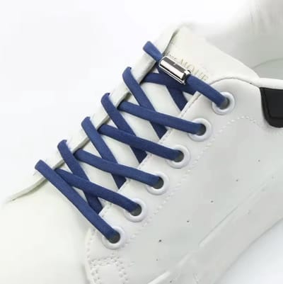 Navy blauwe veters - Schoenveters met draaisluiting - Elastische veters - Marine blauw - Niet meer strikken - Elastische veters-zonder-strikken - Rond - 100CM - CHPN