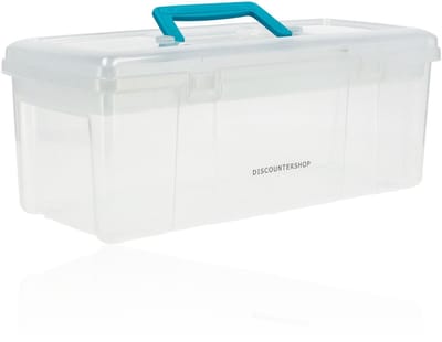 Transparant Opbergbox met Handvat - Gereedschapskist 36 cm – Gereedschapskoffer Plastic – Opbergsystemen voor Opslag, Garagebox, Bureau Organizers en Opbergbox Tuinspullen – Lichtgewicht