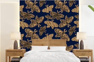 Behang - Fotobehang Patroon - Muziek - Vlinders - Breedte 240 cm x hoogte 260 cm