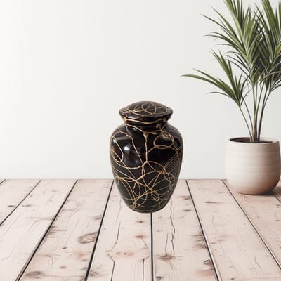 Verdeel Urn - Dieren urn - Kinder urn - Classic Black with Gold Lines 2196