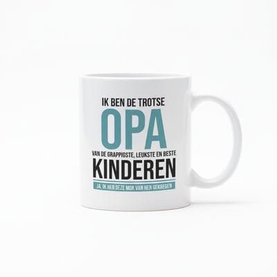 Trotse Opa Tekst Koffiemok 330 ml – Grappig en Lief Cadeau voor Grootvaders