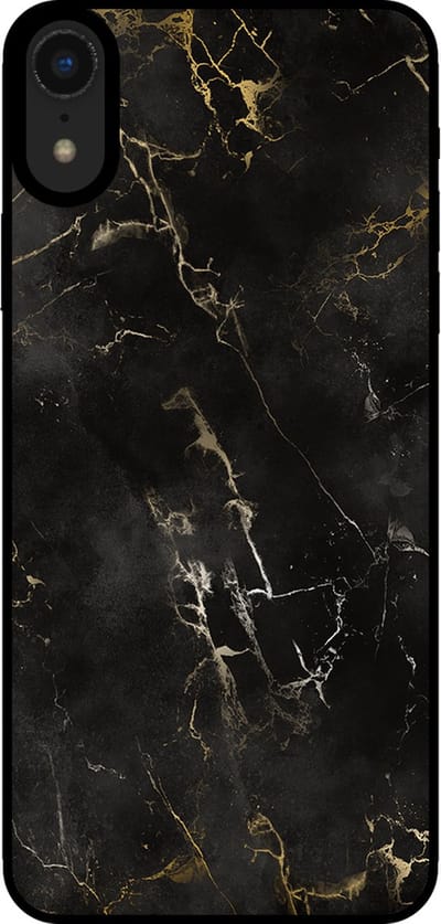Smartphonica Telefoonhoesje voor iPhone Xr met marmer opdruk - TPU backcover case marble design - Zwart geschikt voor Apple iPhone XR