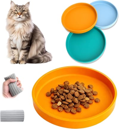 Kat voerbak set van 3 - Siliconen 18 cm - Platter ontwerp - Voorkomt whisker stress - ShopVlot