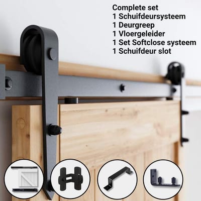 Barnwood Originals Combi01 - Schuifdeursystemen - Complete set Inclusief Deurgreep - Softclose systeem - Deurgeleider - Schuifdeur Slot