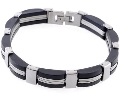 Behave - Armband heren zilverkleur mat zwart staal - minimalistisch stoer