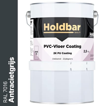 Holdbar PVC-Vloer Coating Antracietgrijs (RAL 7016) 2,5 Kg - Vloerverf - Alle kleuren - Hecht direct op PVC - Slijtvast - UV-bestendig - Gemakkelijk te reinigen - Beschermt PVC-Vloer - 2 Componenten Verf