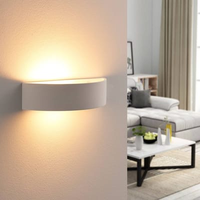 Lindby - wandlamp - 1licht - gips - H: 7.5 cm - E14 - wit
