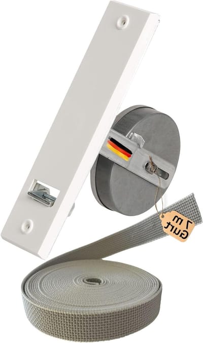 Riemwikkelaar Inbouw - Rolluik Opwikkelaar - Rolluiken Bediening - 185mm Gatafstand - Incl. 7m Riem - Wit