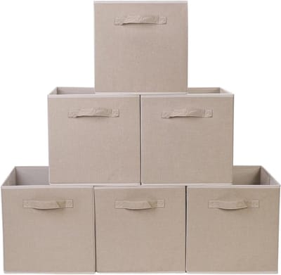 Set van 6 Opvouwbare Opbergdozen, Grote Stoffen Organizer voor Thuis, Kantoor en Kinderkamer, 30 x 30 x 30 cm, Ideaal voor Cube Opslag en Ruimtebesparing