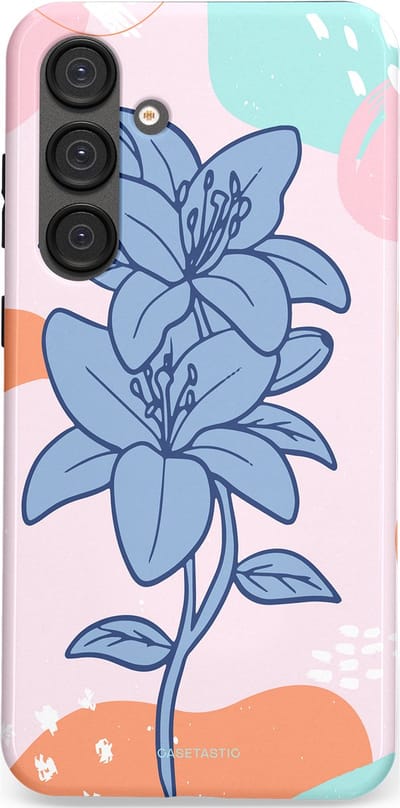 Casetastic hoesje geschikt voor Samsung Galaxy S25 Plus - Dubbellaagse bescherming - Roze Paarse Lelie Bloemen - Fashion Case - Wit Perzik Lichtblauw Mintgroen