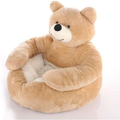Superzacht huisdierbed Winter Warm Schattige beer Knuffel Kattenslaapmat Pluche Grote puppy Honden Kussen Bank Comfort Huisdierbenodigdheden 50CM bruin