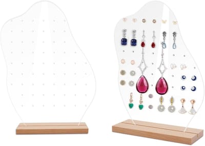 Sieraden set van 2 delen met houten basis voor 63 paar oorbellen, inclusief rivets en accessoires