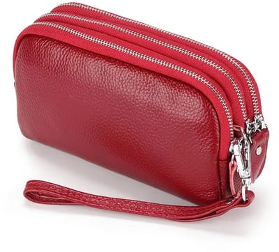 Grote Dames Portemonnee Lange Clutch – Portefeuille met Rits, Telefoonvak, Pasjeshouder, Kaarthouder en Muntvak, Grote Capaciteit Wallet voor Smartphone en Geld - Rood