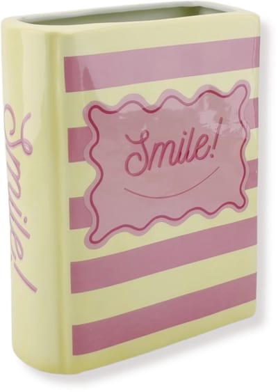 Housevitamin - Vaas - Boek Vaas - Geel/Roze - Dolomiet - 16,5x7,5x21,5cm