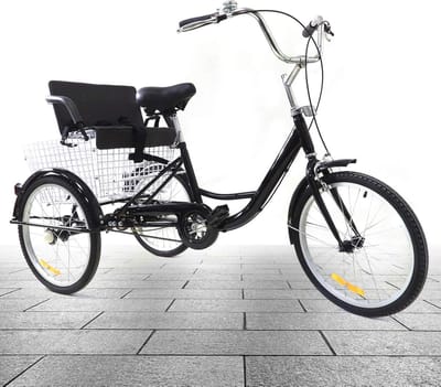 Driewieler voor volwassenen - Driewieler fiets - Boodschappen en recreatie - Inklapbare mand - 20 inch wielen - Zwart