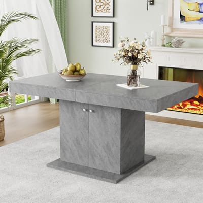 REDOM - Uitschuifbare Eettafel - Met Opbergruimte En Automatische Verlenging - Modern - Spaanplaat En Metaal - Grijs - 140-180 Cm