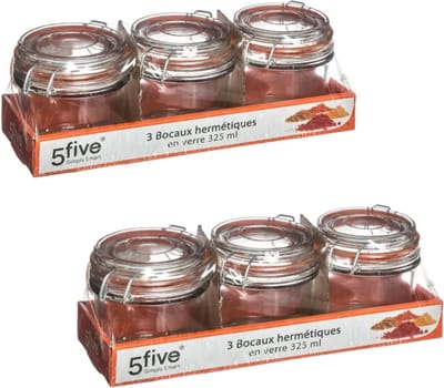 Set van 6 inmaakpotjes/voorraadpotjes glas met beugelsluiting - 330 ml - Voorraadpotten met luchtdichte sluiting